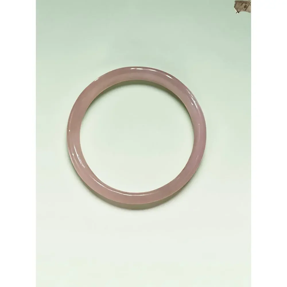 Vintage Rose Quartz Translucent Pink Stone Bangle Bracelet Minimalist 10